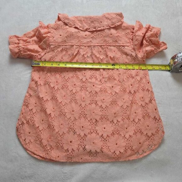 New XXS Anthropologie Pilcro The Keira lace collared button-front blouse Coral - Picture 8 of 10